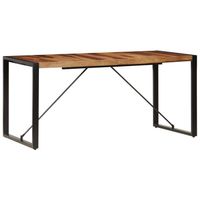 The Living Store Houten Eettafel Industriële Stijl - 160x80x75 cm - Sheeshamhout - Bruin/Zwart