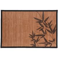 Rechthoekige placemat 30 x 45 cm bamboe bruin met zwarte bamboe print 3    -