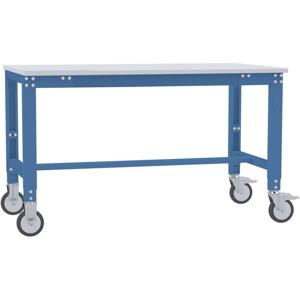 Manuflex AU7341.5007 Werktafel universele speciale mobiel met melamine schijf, bxdxh = 1500 x 600 x 752-972 mm Stralend blauw (RAL 5007)