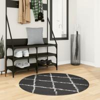 VidaXL Vloerkleed pamplona shaggy hoogpolig ø 100 cm zwart en crème VidaXL Vloerkleed pamplona shaggy hoogpolig ø 100 cm zwart en crème