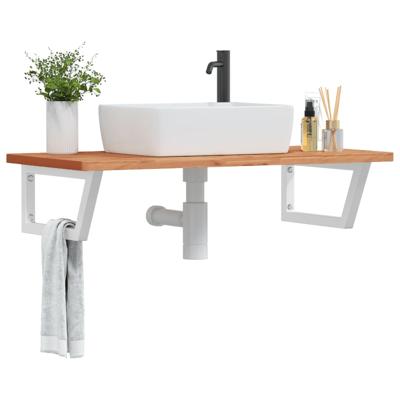 Badkamer wandschap staal en massief beukenhout