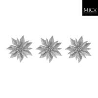 Mica Decorations Clip Poinsettia 3x10 cm 3 Stuks Zilver Mica Decorations Clip Poinsettia 3x10 cm 3 Stuks Zilver