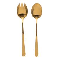 Sla bestek/couvert - 2 delig - goud - metaal - 24 cm - saladebestek/slacouvert