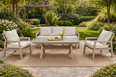 SenS-Line Colin loungeset 4-delig aluminium met beige kussens- - Aluminium- Sens-Line