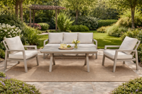 SenS-Line Colin loungeset 4-delig aluminium met beige kussens- - Aluminium- Sens-Line