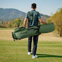 Golf Standtasche Golfbag met 8 Vakken & Regenhoes Lichte Golftas met 5 Zakken & Standaardpoten voor Heren en Dames Groen