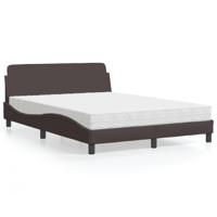 Bed met matras "Dover" stof donkerbruin 140x190 cm