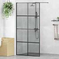 VidaXL Inloop douche wand zwart 100 x 195 cm gehard glas
