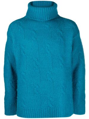 PT Torino pull en maille torsadée à col roulé - Bleu