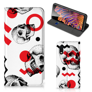 Mobiel BookCase Samsung Xcover Pro Skull Red