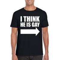 Pride thema t-shirt - I think he is gay - zwart - voor heren - Feestkleding - Party