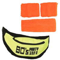 Foute 80s/90s party verkleed accessoire set - neon oranje - jaren 80/90 thema feestje