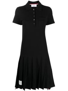 Thom Browne robe-polo mi-longue plissée - Noir