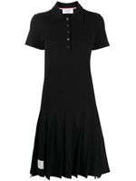 Thom Browne robe-polo mi-longue plissée - Noir - thumbnail