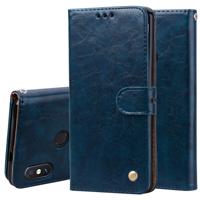 Zakelijke stijl olie Wax textuur horizontale Flip lederen Case voor de Xiaomi Redmi opmerking 5 Pro met houder & kaartsleuven & portemonnee (blauw)