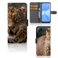 OPPO A73 5G Telefoonhoesje met Pasjes Luipaard - thumbnail