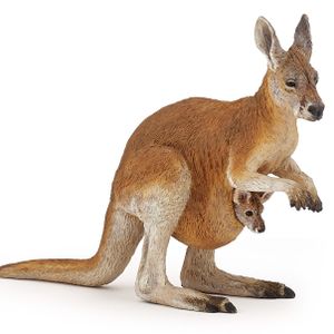 Plastic speelgoed figuur kangoeroe met baby 8 cm   -