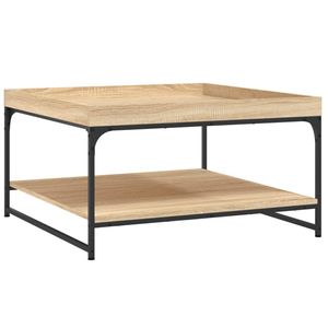 The Living Store Salontafel Sonoma Eiken - 80 x 80 x 45 cm - Bewerkt Hout en IJzer