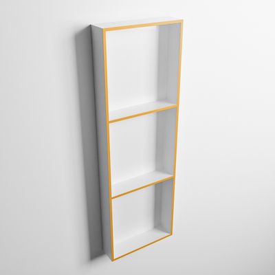 MONDIAZ EASY Nis 89,5x29,5cm in solid surface kleur Ocher | Talc. 3 vakken geschikt voor in- of opbouw
