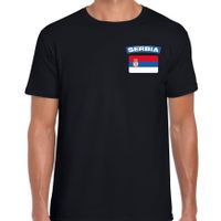 Serbia t-shirt met vlag Servie zwart op borst voor heren