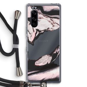 Roze stroom: Sony Xperia 5 Transparant Hoesje met koord
