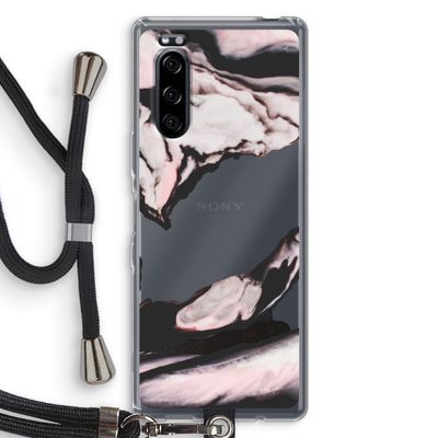 Roze stroom: Sony Xperia 5 Transparant Hoesje met koord