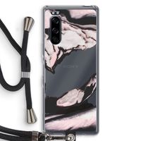Roze stroom: Sony Xperia 5 Transparant Hoesje met koord