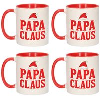Set van 4x stuks papa Claus mokken/bekers kerstcadeau vader rood Kerstmis 300 ml - Bekers - thumbnail
