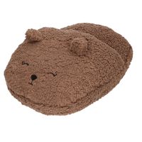 Grote voetenwarmer pantoffel/slof beer chocolade bruin one size 30 x 27 cm One size  - - thumbnail