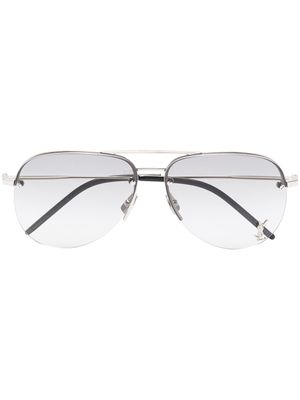 Saint Laurent Eyewear lunettes de soleil 11M à monture aviateur - Argent