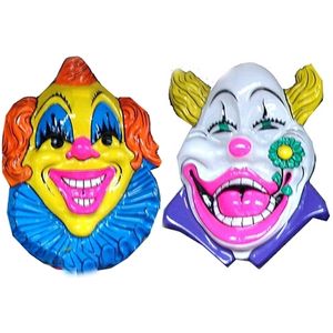 Set van 2x stuks Carnaval Clown thema wanddecoraties 60 x 60 cm per stuk