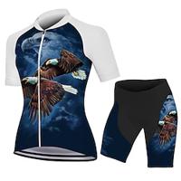 Dames Wielrenshirt met shorts Korte mouw Bergracen Wegwielrennen blauw Adelaar Fietsen Spandex Sport Adelaar Kleding Lightinthebox