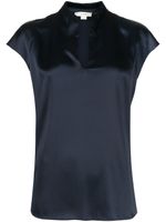 Vince blouse en soie à col fendu - Bleu