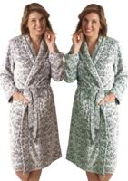 Damesbadjas panterprint - fleece - 2 kleuren-xl-olijfgroen Damesbadjas panterprint - fleece - 2 kleuren-xl-olijfgroen