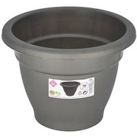 Grijze ronde plantenpot/bloempot kunststof diameter 16 cm - Plantenpotten