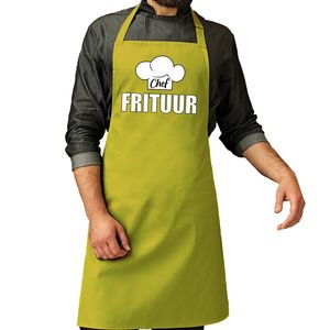 Chef frituur schort / keukenschort lime groen heren   -