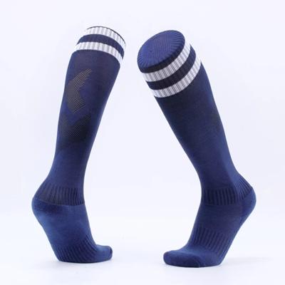 Kinderen voetbal sokken jongens Soccer sok Kid boven knie Plain sokken lange voetbal kousen mannen over knie hoge sok grootte: Kids grootte (Sapphire