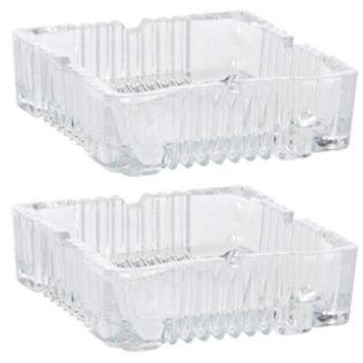 Vierkante glazen transparante asbak - 2x - 10 x 10 x 4 cm