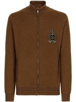 Dolce & Gabbana cardigan zippé à patch logo - Marron