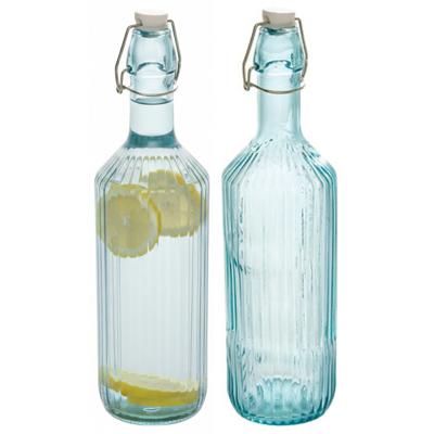 Secret de Gourmet Beugelfles / Weckfles - 2x - blauw glas - luchtdicht - 1 liter - waterfles