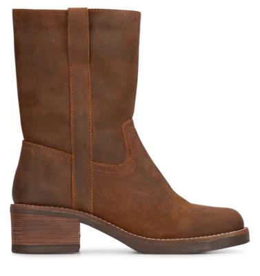 PS Poelman enkellaars met hak caramel Suede Dames