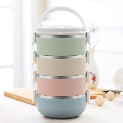 Kleurovergang lunch box voedsel Bento box RVS container (4 laag)