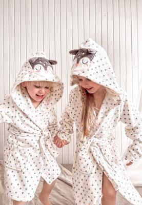 Meisjes kinderbadjas hartjes met capuchon - fleece-92