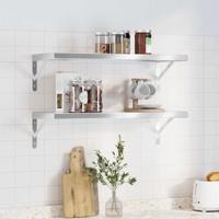 Wandschappen 2 st 75x30 cm roestvrijstaal zilverkleurig
