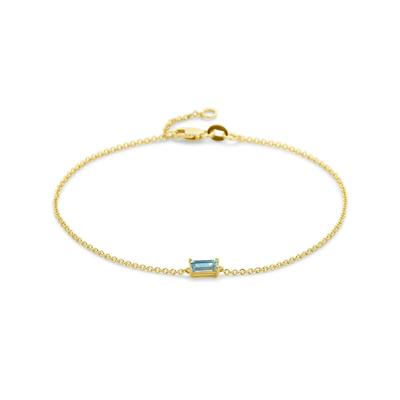 14k Geelgouden Armband met Blauwe Topaas - 16,5-18 cm