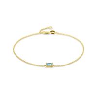 14k Geelgouden Armband met Blauwe Topaas - 16,5-18 cm