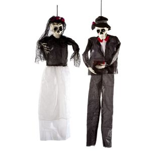 Set van 2x hangende horror decoratie skelet 92 cm Day Of Death dame en heer