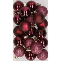 Kleine kerstballen - aubergine paars - D3 cm - kunststof - mat/glans/glitter - kerstversiering - thumbnail