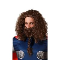 Pruik met Baard Viking Man Bruin