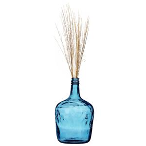 Bloemenvaas Jeanne - blauw transparant - gerecycled glas - D25 x H40 cm - Fles vazen - 10L